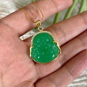 Real Jade Buddha, 14K Gold Plated Silver OFFER